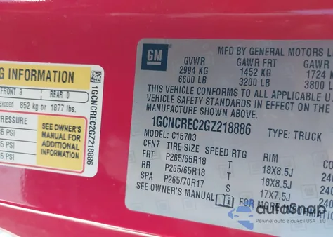 2016 Chevrolet Silverado 1500 1Lt z USA, uszkodzony, nr VIN 1GCNCREC2GZ218886